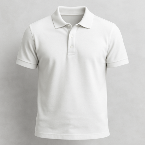 Likralı Pamuk Polo Yaka T-shirt – Beyaz Renk
